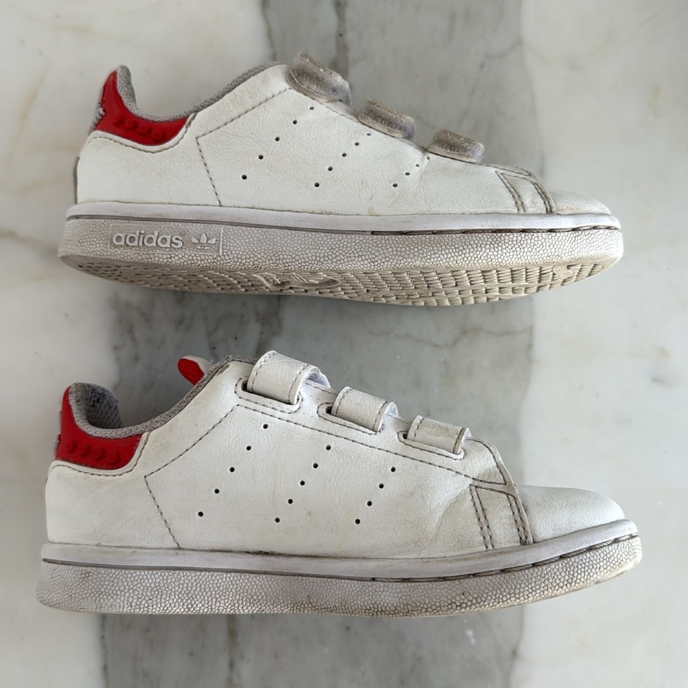 Adidas Kids Stan Smith x Lego White and Red Shoes Size 10.5 - Picture 4 of 8